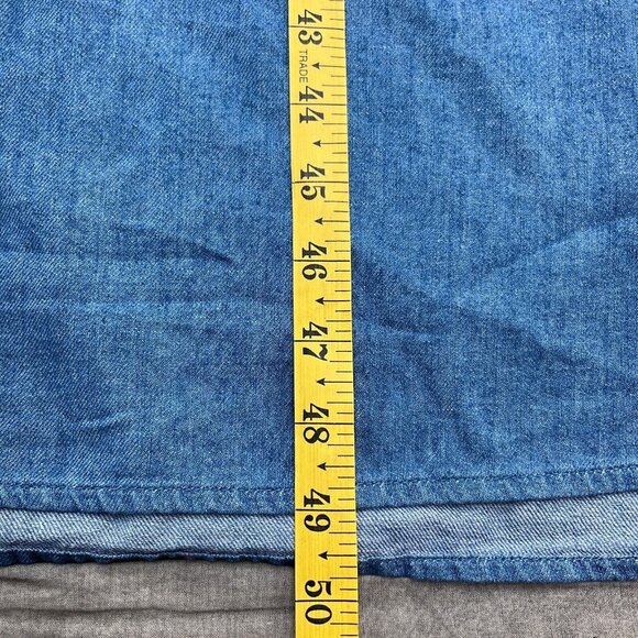 Old Navy Dress Women Small Blue Bow Midi Peasant Boho Chambray‎ Cotton NWT - Picture 10 of 14